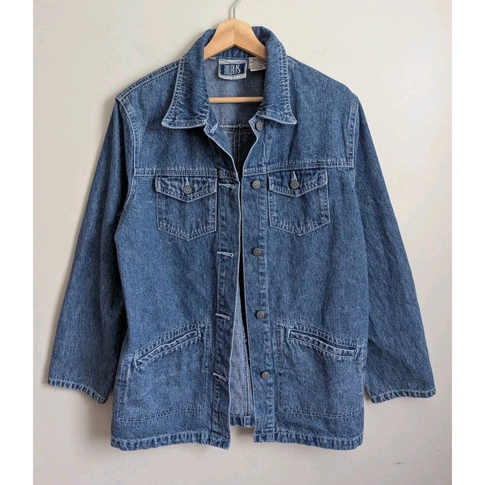 Vtg Bill Blass Denim Barn Chore Coat Shirt Jean Jacket Shacket Women's M EUC